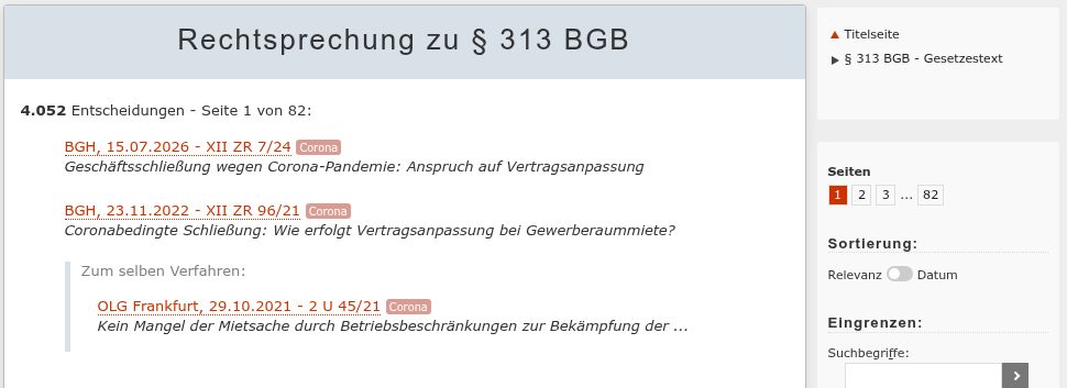 Rechtsprechung zu § 313 BGB